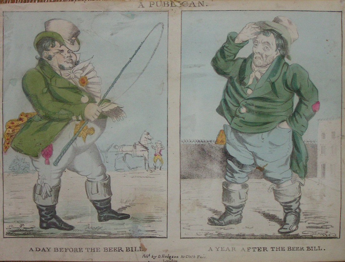 Lithograph - A Publican. A Year before the Beer Bill. A Year after the Beer Bill.